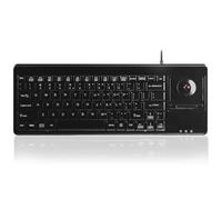 Perixx PERIBOARD-514PLUS, Clavier filaire avec Trackball - Trackball 14mm - 370x137x265mm - Port USB - 2 hub supplementaire - Adapte a Diverses Utilisations Industrielles et Professionnelles - Noir -QWERTY