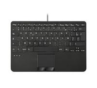 perixx PERIBOARD-525 FR, Clavier Mini USB Filaire avec Pavé Tactile - Touches à Ciseaux X Type - 28,4x18,2x2,8 cm - 2 Hubs USB Intégrés - Disposition AZERTY Française