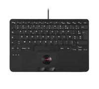 perixx PERIBOARD-526 FR, Clavier Mini USB Filaire avec Trackball - Touches à Ciseaux X Type - 28,4x18,2x2,8 cm - 2 Hubs USB Intégrés - Disposition AZERTY Française