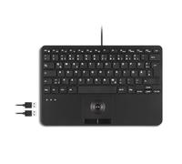perixx PERIBOARD-526 H DE USB Clavier Allemand, QWERTZ Noir hub USB, avec trackball