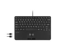 Perixx PERIBOARD-526 US, Mini Clavier USB Filaire avec trackball - Touches Ciseaux de Type X - 28.4 x 18.2 x 3.2 cm - 2 hubs USB intégrés - US English