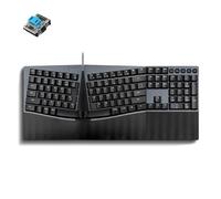 Perixx PERIBOARD-535BL Clavier mécanique ergonomique filaire - Pleine taille - Commutateurs à clic bleus discrets - Compatible avec Windows et macOS