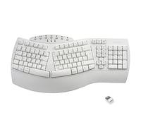 perixx PERIBOARD-612W, Grand Clavier Ergonomique sans Fil, Connexion 2.4Ghz et Bluetooth 4.0 pour Windows et Mac - Blanc, AZERTY