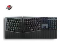 Perixx PERIBOARD-835BR II Clavier mécanique ergonomique sans fil [firmware mis à jour] - Rétroéclairage RGB - Interrupteurs tactiles marron à profil bas - Connexion multi-appareils