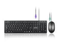 Perixx PERIDUO-117 Ensemble clavier et souris PS/2 filaires, clavier à membrane pleine grandeur, souris optique, disposition QWERTY britannique, noir