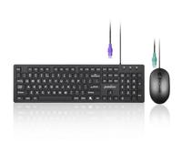 Perixx PERIDUO-117P, Wired Standard PS2 Keyboard and Mouse Combo - Full-Size Layout - Bundle with 3 Button Optical PS2 Mouse - 5.9 ft Cable - Black