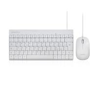 Perixx PERIDUO-212 Set souris et mini clavier USB filaire pour Windows, touches de choix rapide et multimédia, disposition italienne QWERTY, blanc