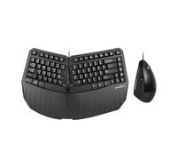 Perixx PERIDUO-413B US, Clavier USB ergonomique compact divisé et souris verticale - Ensemble avec une souris verticale ergonomique à 6 boutons - Noir - Anglais américain