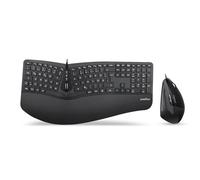 Perixx Periduo-505 - Clavier Ergonomique et Souris Verticale - Clavier divisé - Molette de défilement à 4 Voies - Repose-Poignets Personnalisable - Touches Plates - avec câble USB - QWERTZ