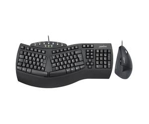 perixx PERIDUO-512B Ensemble Clavier et Souris ergonomiques - Souris Design Vertical, Filaire, USB, Noir - Disposition QWERTY Confortable, 12321