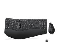 Perixx PERIDUO-605 ES, Pack de Teclado Ergonómico Inalámbrico - separación de teclas y Ratón Vertical con reposa muñeca y Teclas de Membrana Low Profile - QWERTY Español