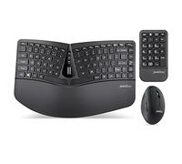 Perixx PERIDUO-606A Clavier Ergonomique Compact sans Fil 3 en 1 avec Souris Verticale et pavé numérique - Repose-Poignets réglable - Molette inclinable - Touches à Membrane discrète - Anglais