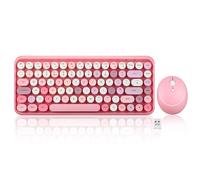 Perixx PERIDUO-713 Combinaison clavier et souris sans fil 2,4 GHz mignon, capuchons de touches ronds, disposition britannique, rose pastel