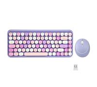 Perixx PERIDUO-713 Combinaison clavier et souris sans fil 2,4 GHz mignon, capuchons de touches ronds, disposition britannique, violet pastel