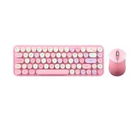 Perixx PERIDUO-802PK ES Set de ratón y Mini Teclado inalámbrico Bluetooth - Teclas Retro Redondas - Rosado Pastel - Español QWERTY