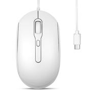 perixx PERIMICE-222C Souris USB Type C avec Câble - Câble Long de 1,8 Métre - Design Optique 1200/1600/2000 DPI - Blanc