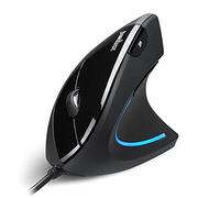 Perixx PERIMICE-513 Souris Ergonomique Verticale Filaire 6 Boutons 1000/1600/3200/6400DPI Design Droitier Câble USB Filaire 1.8m Noir