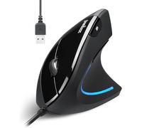Perixx Souris verticale PERIMICE-513 – ergonomique filaire USB, optique 5 boutons, noir