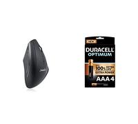 perixx PERIMICE 608 Souris Ergonomique Verticale sans Fil - 5 Boutons Programmables + Duracell - Nouveau Piles alcalines AAA Optimum, 1.5 V LR03 MX2400, Paquet de 4