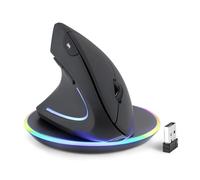 Perixx PERIMICE-713LRX - Souris Verticale sans Fil Rechargeable pour gaucher, Double Charge par câble et sans Fil, avec Station de Charge sans Fil