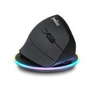 perixx PERIMICE-715RX Souris Verticale sans Fil Rechargeable - Recharge Filaire et sans Fil - Station de Charge sans Fil Incluse - Droitier - Noir