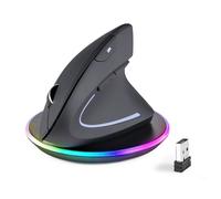 perixx PERIMICE-813RX Souris Ergonomique Verticale sans Fil, Connectivité Multi-Appareil, Rechargeable avec Tapis de Charge, DPI Réglable 1000/1600/2400/3200, Noir