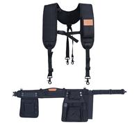 Perkins Builder Brothers Ceinture à outils essentielle avec bretelles, idéale pour encadreurs, charpentiers et entrepreneurs, taille moyenne, noir