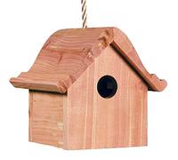 Perky-Pet Nichoir pour petits oiseaux - Cabane en bois de sapin avec toit et corde de suspension pour protéger les oiseaux #50301