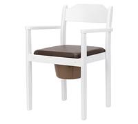 Perla Chaise percée hygiénique, chaise de nuit, en bois, seau amovible avec couvercle, toilettes pour adultes, en bois de hêtre massif, aide aux toilettes certifiée pour les seniors (blanc)