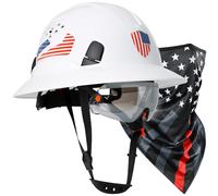 PerldVerge Casque rigide à bord intégral approuvé par l'OSHA, casque de travailleur de la construction blanc avec cache-cou et boucles d'oreilles, chapeaux durs
