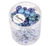 Perle à grand trou en verre, opaque, bleue, turquoise, ø 8,7 mm, boîte 55 g