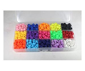 Perle Blanche,Perles NacréEs Craft DIY Acrylique Pony Beads Ensemble 9x6mm 24 15 Couleur avec boîte d'organisateur pour bracelet (Color : 15 Color No 3)