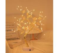 Perle branche dorée rose fleur arbre avec lumières Mini arbre ornement chaud blanc LED lumière tableau décoration intérieur ou extérieur utilisation pour Noël maison fête mariage