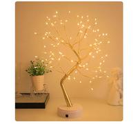 Perle branche dorée rose fleur arbre avec lumières Mini arbre ornement chaud blanc LED lumière tableau décoration intérieur ou extérieur utilisation pour Noël maison fête mariage