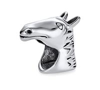 Bling Jewelry Perle En Forme De Cheval De Cow-Girl De L'Ouest Équestre Pour Femmes Ados En Argent Sterling 925 Oxydé Pour Bracelets Européens