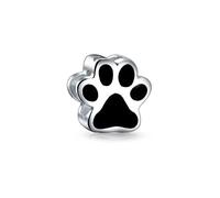 Perle Charme Patte Imprimée Forme Noire Meilleur Ami Chat Chiot Chaton Bff Amoureux Des Animaux Chien Pour Femme Adolescente En Argent .925 Compatible Avec Bracelet Européen