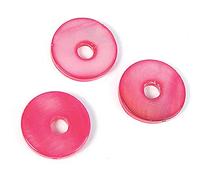 Perle coquille de perle mère disque avec trou brillant rouge diam.13mm. 250gr. env.231u. 1,10mm. Env.