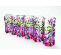 Perle d'Arte - set de 6 verres à boisson Oasis 36 ristal multicolore peint à la main - Style Murano, Venise