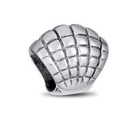Perle De Charme Coquillage De Plage Tropicale Nautique Pour Femmes Adolescentes En Argent Sterling Oxydé .925 S'Adapte Au Bracelet Européen