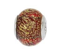 Perle de charme en verre de Murano rouge Ca D'Oro en argent sterling