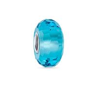 Perle De Charme En Verre De Murano Translucide Facettes Bleu Aqua Pour Femmes Pour Ados Pour Bracelet Européen .925 Argent Sterling