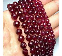 Perle de pierre naturelle en gros à facettes rubis rouge calcédoine jades ronde perle d'espacement en vrac pour la fabrication de bijoux bracelet à bricoler soi-même 4-12MM-couleur rouge rubis-6mm 6