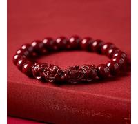 Perle de richesse, bracelet Feng Shui Bracelet double Pixiu Bracelet en pierre de cristal de cinabre naturel Bracelet Pi Yao Dragon Bracelet de richesse bonne chance Amulette Reiki Chakra Bracelet en