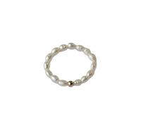 Perle De Riz D'eau Douce Blanche Naturelle Et Perle En or 14K Élastique Extensible, Bijoux Réglables Empilables Pour Femmes, Diamètre De Perle De, Bague De Doigt D'index De Style D'ins Pour L'usage