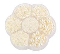 Perle de simulation de 2-10 mm pour bracelets et colliers avec boîte de rangement de cordon en plastique, perles rondes en plastique
