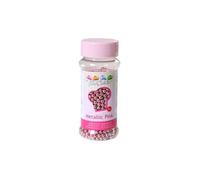 FunCakes Perles en sucre moyennes rose métalliques – bon goût, parfaites pour décorer les gâteaux – 80 g