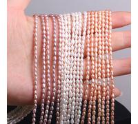 Perle d'eau douce naturelle perlée de haute qualité en forme de riz, poinçon, perles amples pour la fabrication de bijoux, accessoires de collier, Bracelet à bricoler soi-même BLANC