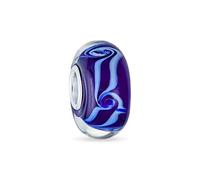 Bling Jewelry Perle D'Entretoise Tourbillon En Verre De Murano Aux Nuances De Bleu De L'Océan Pour Bracelet Européen Pour Femmes Ados En Argent Sterling 925