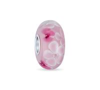 Perle D'Espacement En Verre De Murano En Argent Sterling 925 Avec Fleur Rose Et Blanche Perle D'Espacement Pour Bracelet Européen Pour Femmes Ados