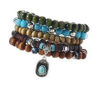 Perle en coquille de noix de coco naturelle avec accent turquoise pour femmes, styles bijoux, accessoires de poignet en coquille de noix de coco pour un usage quotidien, taille unique, Comme décrit